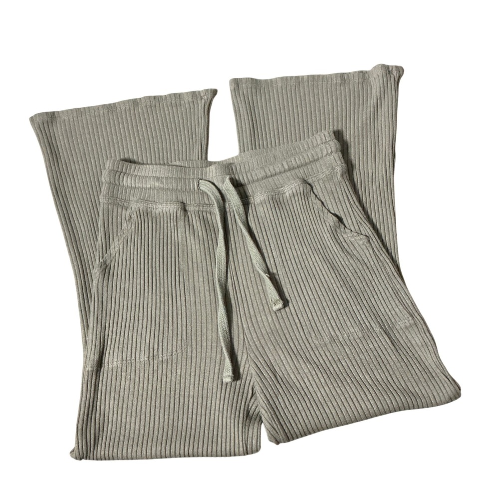 Beyond Yoga Ribbed Knit Wide Leg Pants Womens S Sage Green Flare Lounge NK1181
